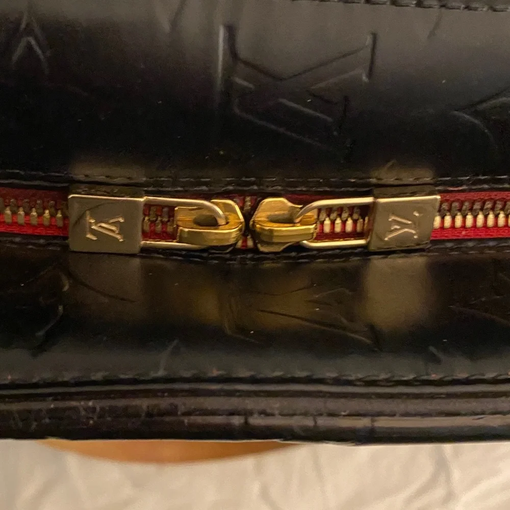 Louis Vuitton Black Monogram Embossed Laptop Bag with Tan Handles - Picture 7 of 12